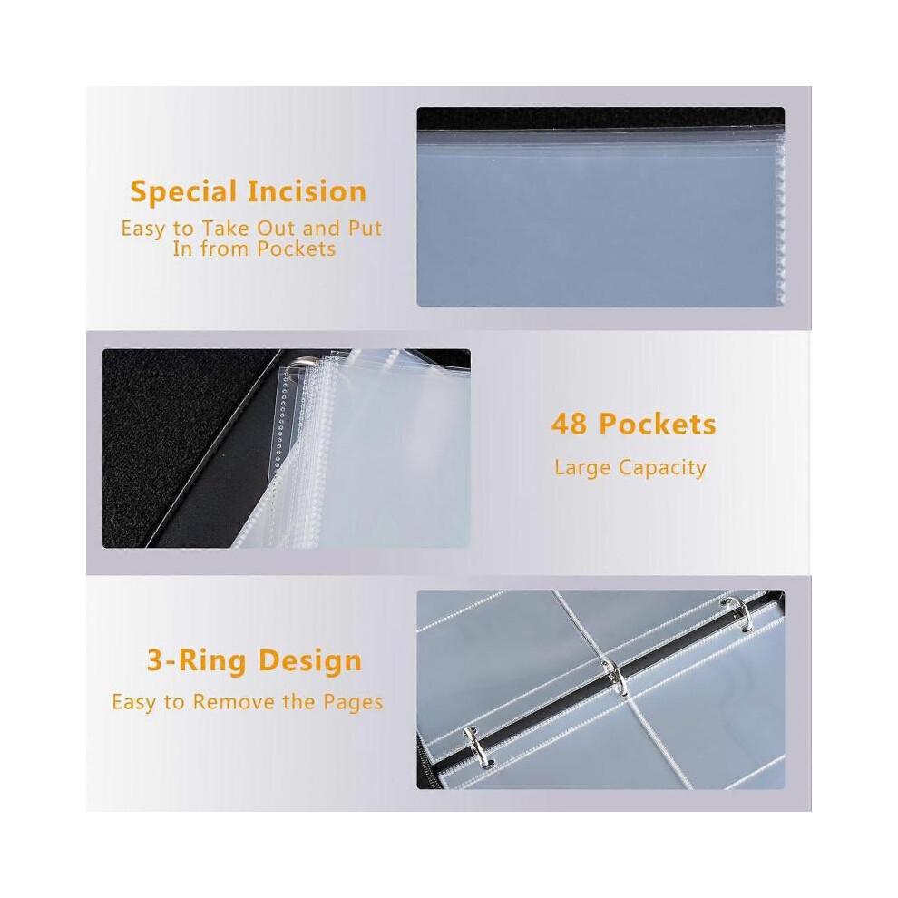 Booster Pack Binder, Holds 48 Booster Packs, 4-Pocket Booster Pack Holder with 12 Sleeves, Display Protector