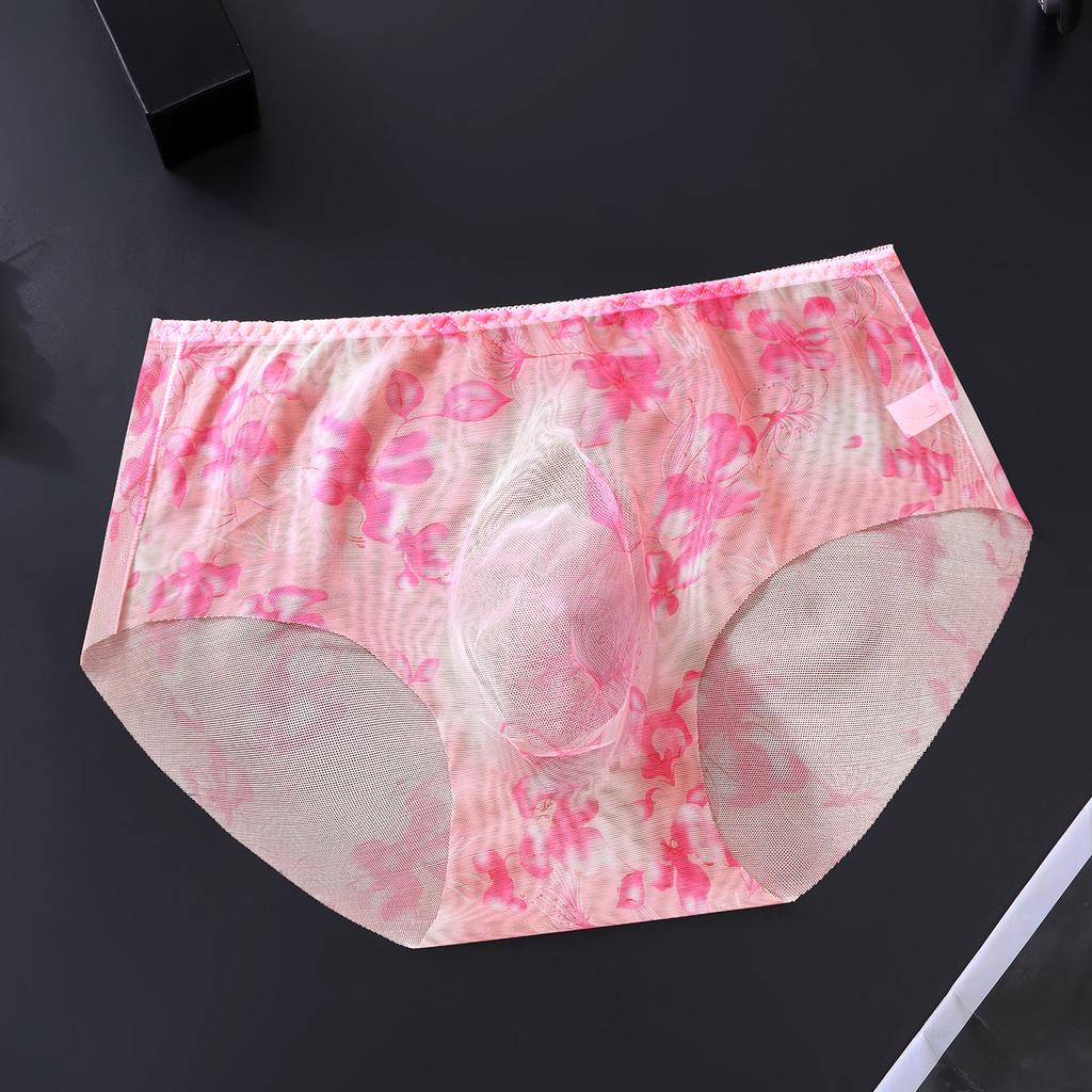 Men Ultra Thin Floral Mesh Briefs See Through Sissy Pouch Panties Male Soft Breathable Underwear Cuecas Women Panties For Men