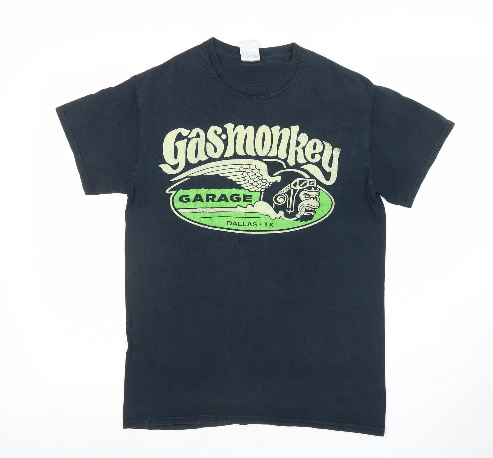 Gildan Mens Black Gas Monkey Garage Graphic Cotton T-Shirt Size S S