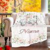 240Gm2 Elephant Floral Outdoor Customize Your Name Blanket Comfortable Soft Lightweight Multiseasonal Blanket For Travel Camping Picnics Sofa Office