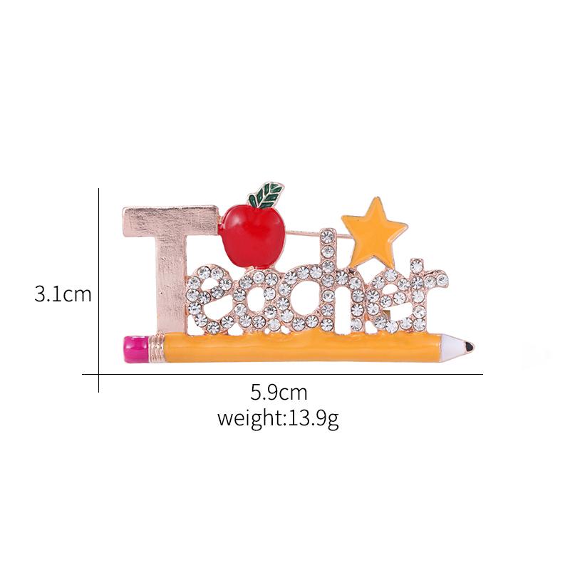 Weiman New Arrival Enameled Beautiful School Pencil Teacher Design Brooches Zinc Alloy Brooch Pins Rhinestones for Party Wedding