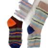 Retro Color-blocking Striped Mink Fleece Socks for Women, Mid-calf Socks for Autumn and Winter, Fleece and Thickened Couple's Long Socks