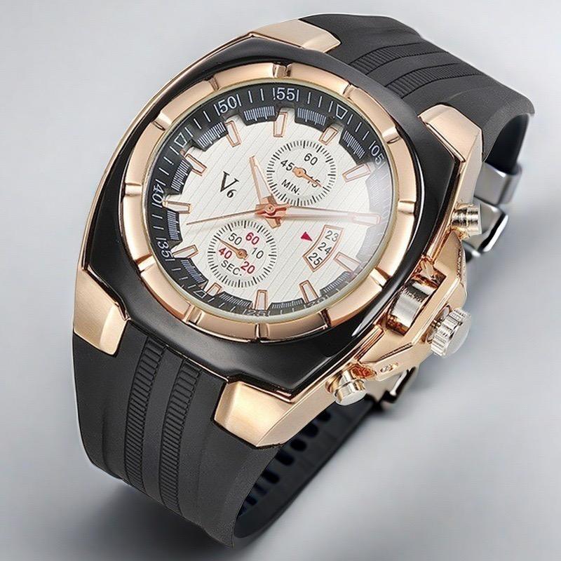 

V6 Роскошный Бренд Армейские Военные Часы Мужские Часы Мода Спортивные Часы Силиконовый Ремешок Мужские Часы Часы Мужские белый/золотой