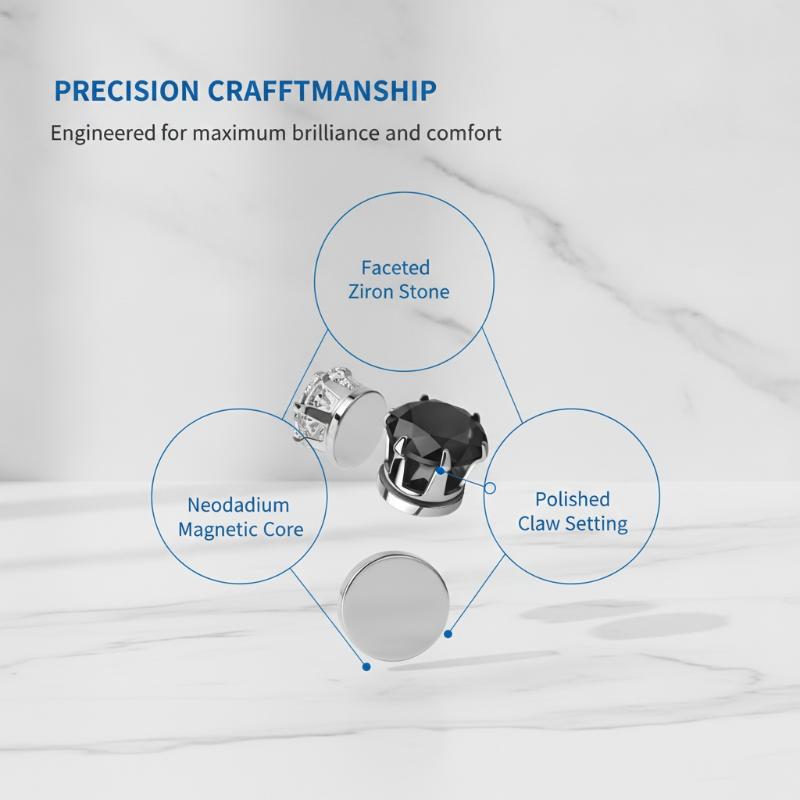 1/2 Bucăți Clipsuri Magnetice pentru Urechi Știfturi pentru Urechi cu Zirconiu Cubic Fără Necesitatea Găuririi și Aspect Strălucitor Perfecte pentru Purtare Zilnică Petreceri Întâlniri