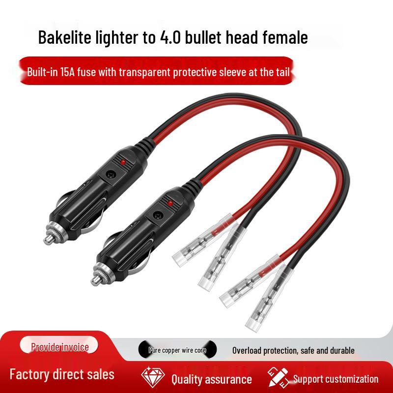 

Car Bakelite Lighter with Light for 4.0 Bullet Female Head, 16AWG Pure Copper, 12V/24V High Power.