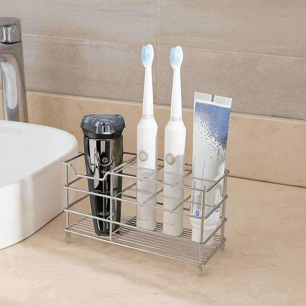 Easy To Clean Toothbrush Holder Stainless Steel Shower Table Bracket Bathroom