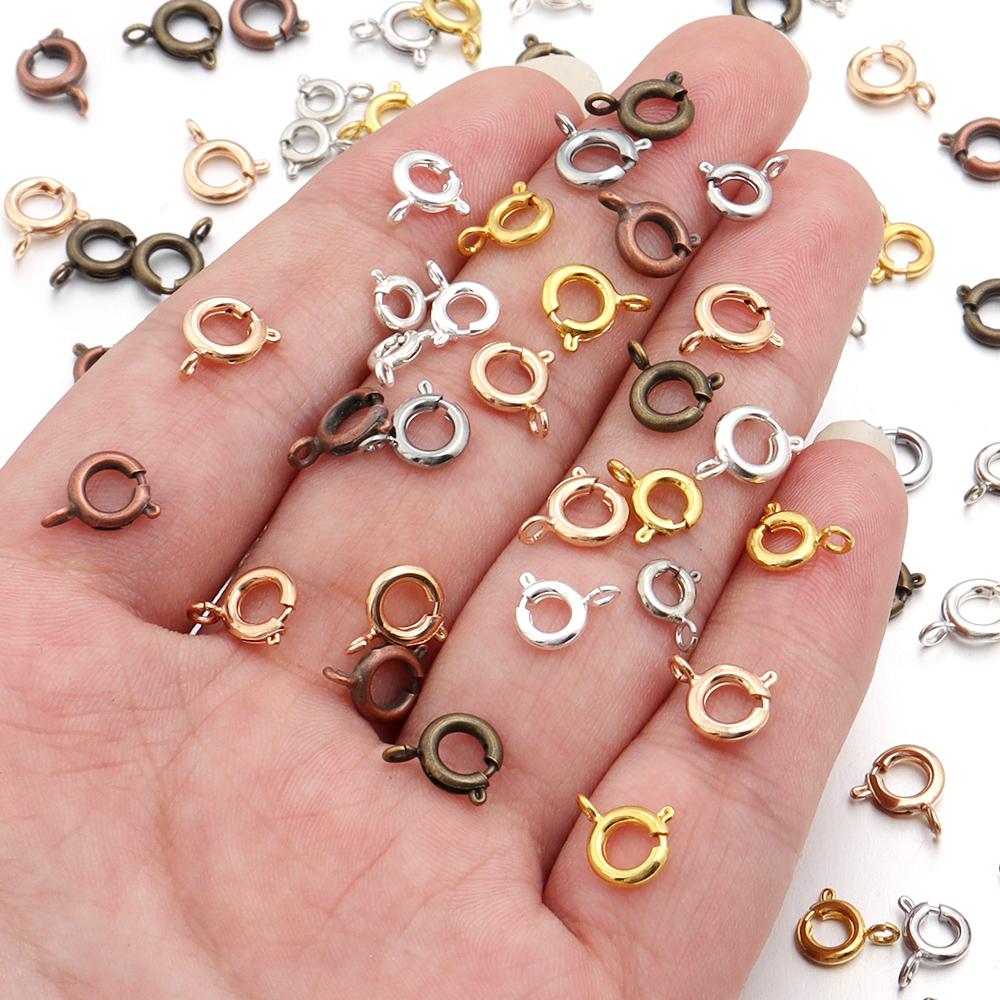 10 Stück/Los Runde Federringe aus Kupfer Schlüsselanhänger Haken Schnallen Endverbinder Für Armband Halskette DIY Schmuckherstellung Zubehör