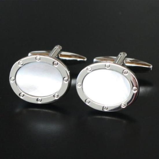 Kamakura Cufflinks Workshop MOP Cufflinks and Tie Clip Set and Tie set03 [Cufflinks Clip]