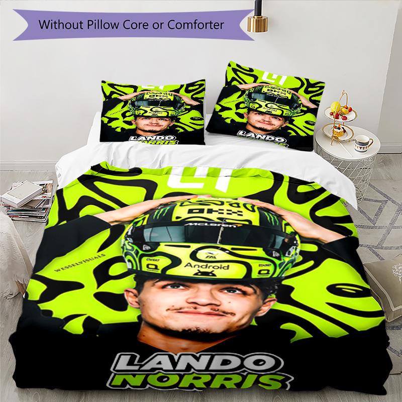3pcs Landos Norris Racing1 Design Cover Set - HD Printed Bedding with 1 Cover and 2 Pillowcases - Perfect for Home and Dorm Decor