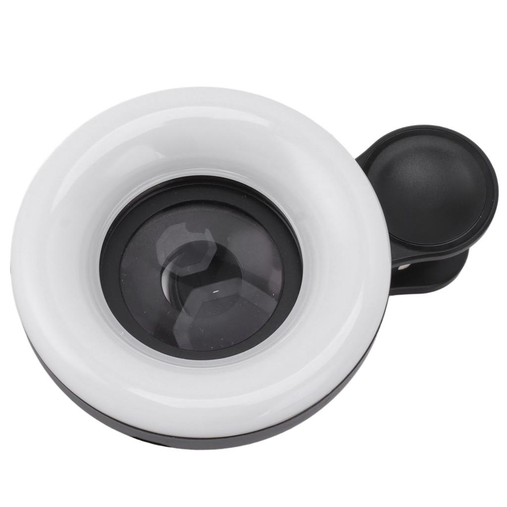 Obiektyw makro 15X do aparatu w telefonie z mini klipsem i lampą pierścieniową od 2800 do 6500K Obiektyw z pierścieniową lampą doświetlającą do telefonu dla