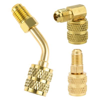 R410A AC Adapter SAE External Thread 1/4 R410A Refrigeration Charging Adapter Brass Quick Coupler 5/16 SAE for Valve System Tool