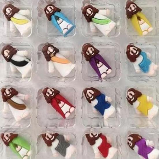 Calendário do Advento de Natal Mini Jesus Estatuetas Conjunto 24Pcs Pequena Estátua de Boneca de Jesus Ovos de Páscoa Presentes Religiosos para Cristãos