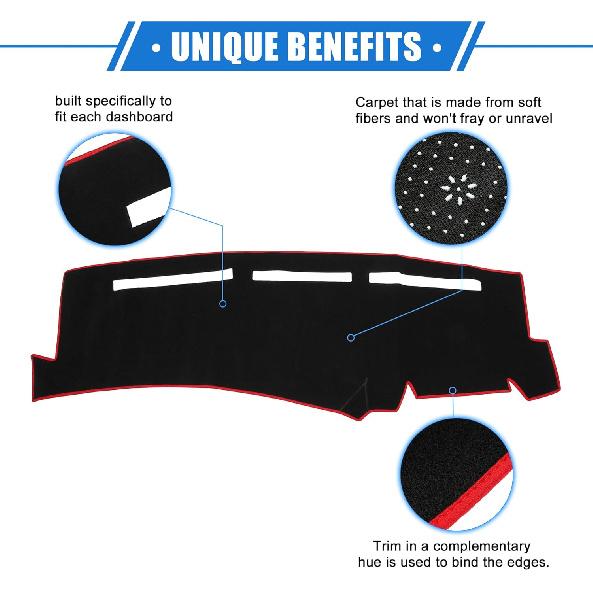 Dashboard Dash Cover Compatible for Chevy Silverado 1999-2006, Durable Polyester Red Front Dash Cover Mat