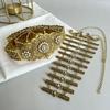 Caucasian Ethnic Rhinestone Waistband & Necklace Set