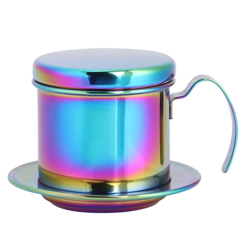 Portable Coffee Drip Filter Stainless Steel Reusable Stainless Steel Coffee Drip Colorful Detachable Vietnamese Coffee Pot