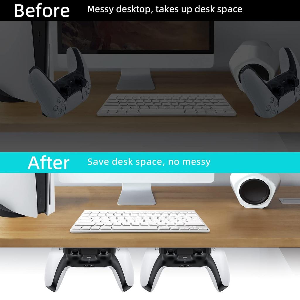 Mcbazel Controller Storage Stand for Tabletop Storage PS5 Controller Table Stand Tape Controller Storage Black PS5/PS4 Controllers, Mount, Under-Desk