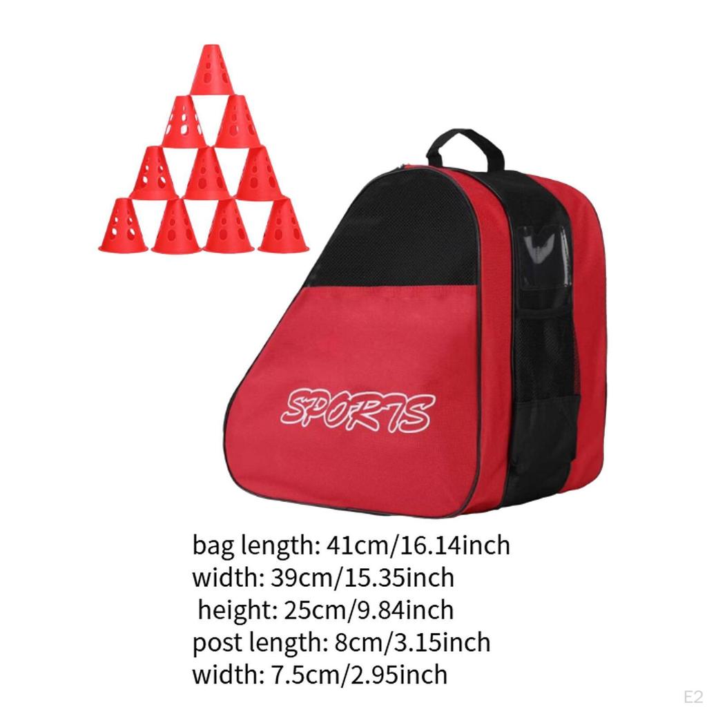 Ice Hockey Skate Storage Bag with 10 Training Cones for Outdoor Use And Oxford