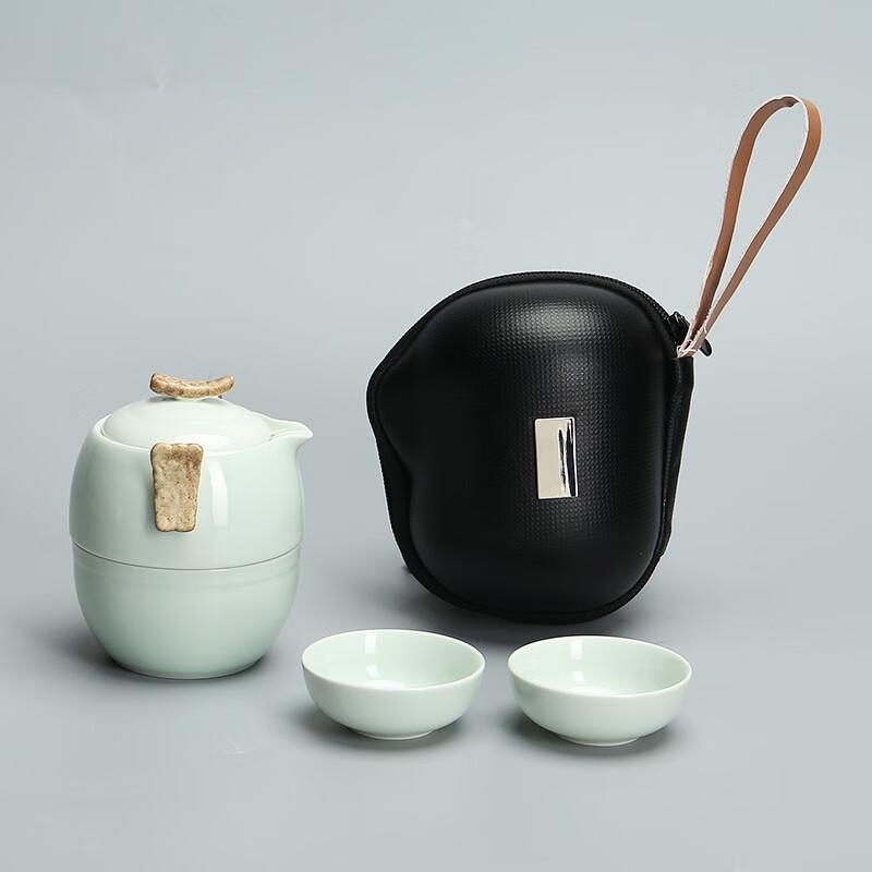 Auspicious Cloud Ceramic Travel Tea Set (1 Pot, 3 Cups)
