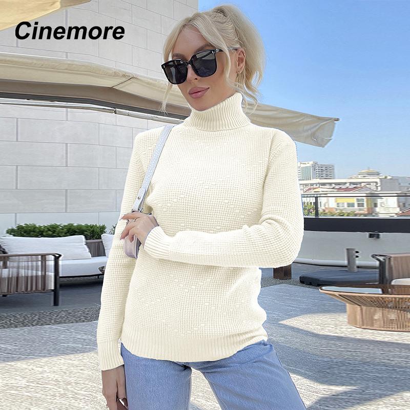 Cinemore Spring Autumn Women's Sweater Solid Oversize Casual Pullovers Warm Basic Long Sleeve Top O Neck Knitted Jumper Sweater