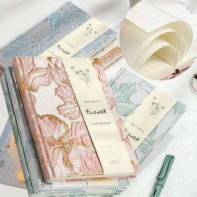 A5 Hardcover Notebook Embossed Lily Gold Cover Thick Durable Paper Elegant Journal for Writing Sketching
