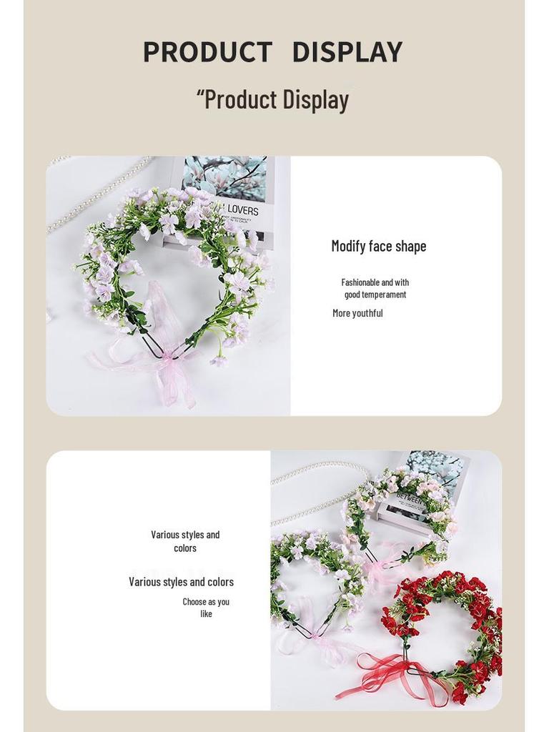 Korean Mori Girl Rattan Flower Headband - Bridal & Children’s Stage Performance Wreath