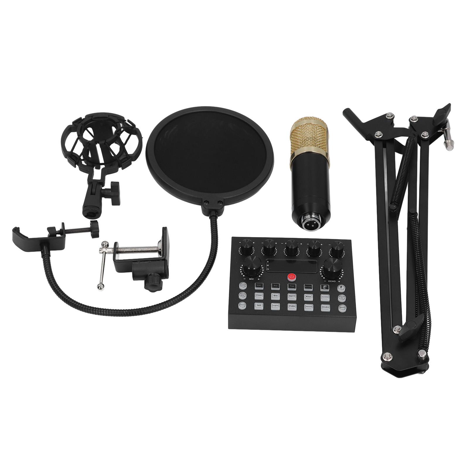 

Стойка для микрофона для прямой трансляции, двухканальная звуковая карта, кардиоидный конденсаторный микрофон, совместимый с