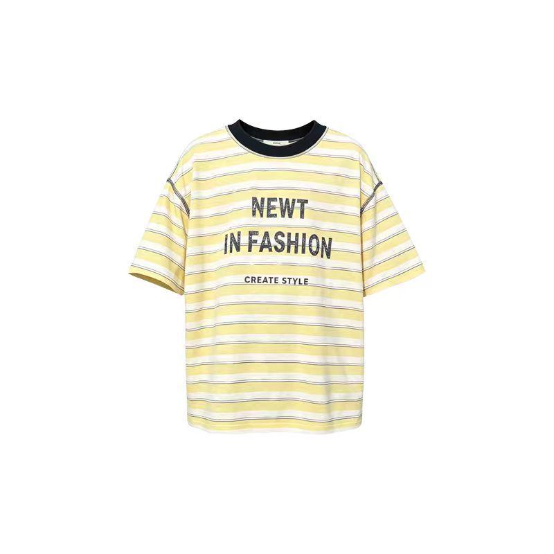 Jungen-Streifen-Sommer-T-Shirt-Set im koreanischen Stil 2026 - Atmungsaktiv, Dünn, Kurzarm, Lässige Mode