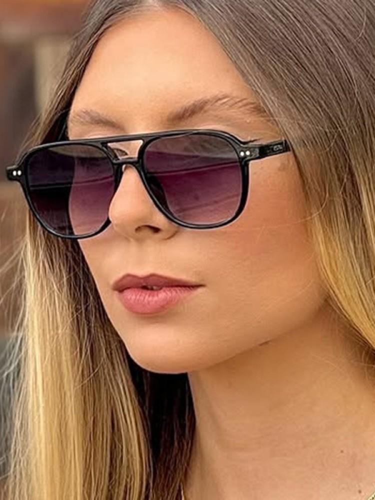 Vintage Big Square Sunglasses Unisex UV400 Black Frame Designer Shades for Men Women