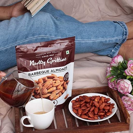 Nutty Gritties Party snacks Barbeque Almonds (BBQ) 200g - Healthy Party Snack, Dry Roasted, Non Fried, Zero Oil, Crunchy, Tasty