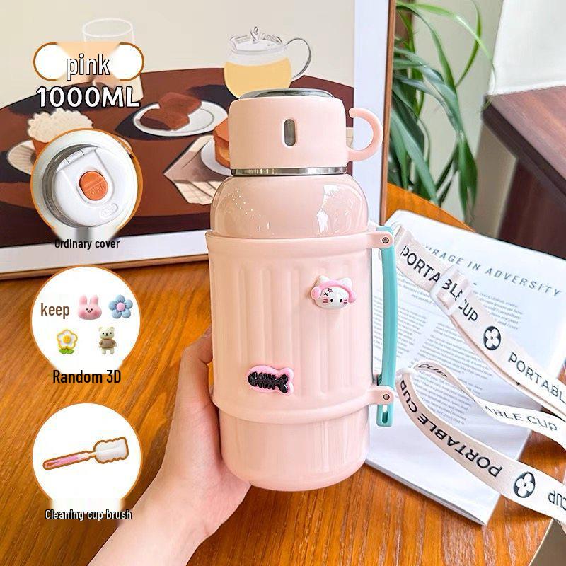 Large Capacity Insulated Thermos Flask – Portable Water Cup for Students, Men & Women