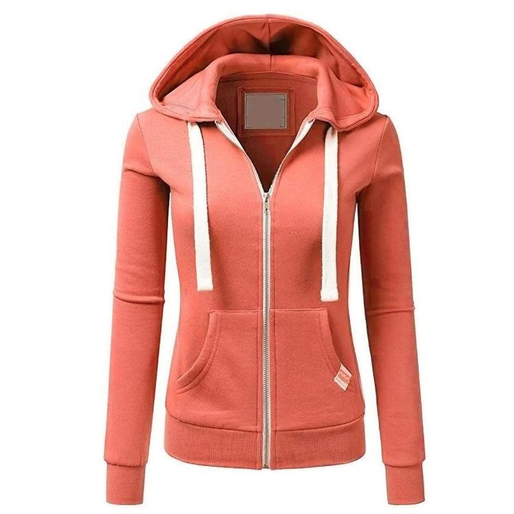 Dames Slim Sweatshirt met Rits en Capuchon Effen Kleur Sportjas Lente Herfst Persoonlijkheid