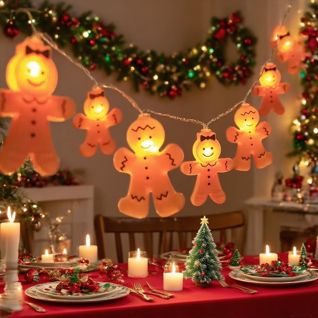1PC 10/20LED Christmas Men&Women Gingerbread Man String Lights Suitable For Home Outdoor Holiday Party Christmas Decoration