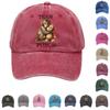 Washed Cotton Baseball Cap With Printed Distressed Soft Top Denim Hat For Men, European And American Retro Hat