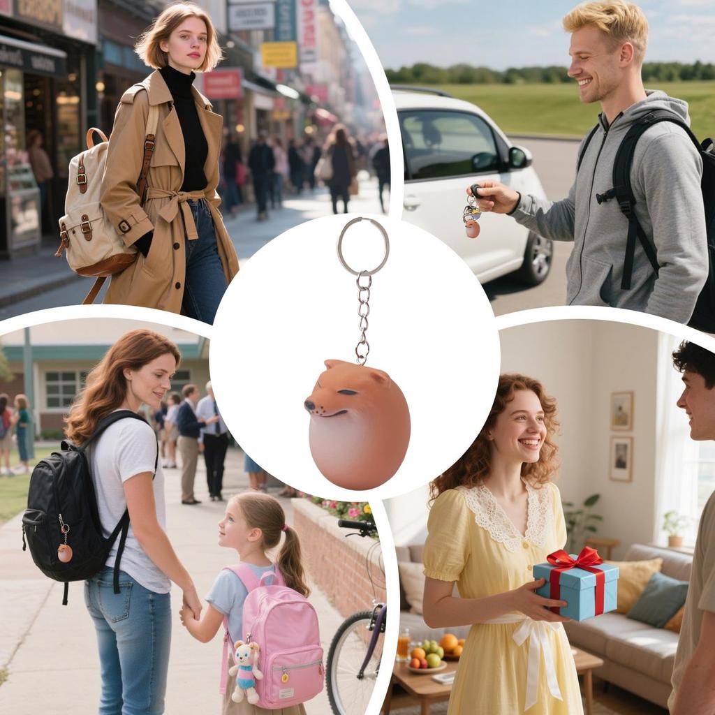 4 Pcs Shibako Key Chain, Shibako Egg Shiba Inu Toy, Dog Egg Soft Squeeze