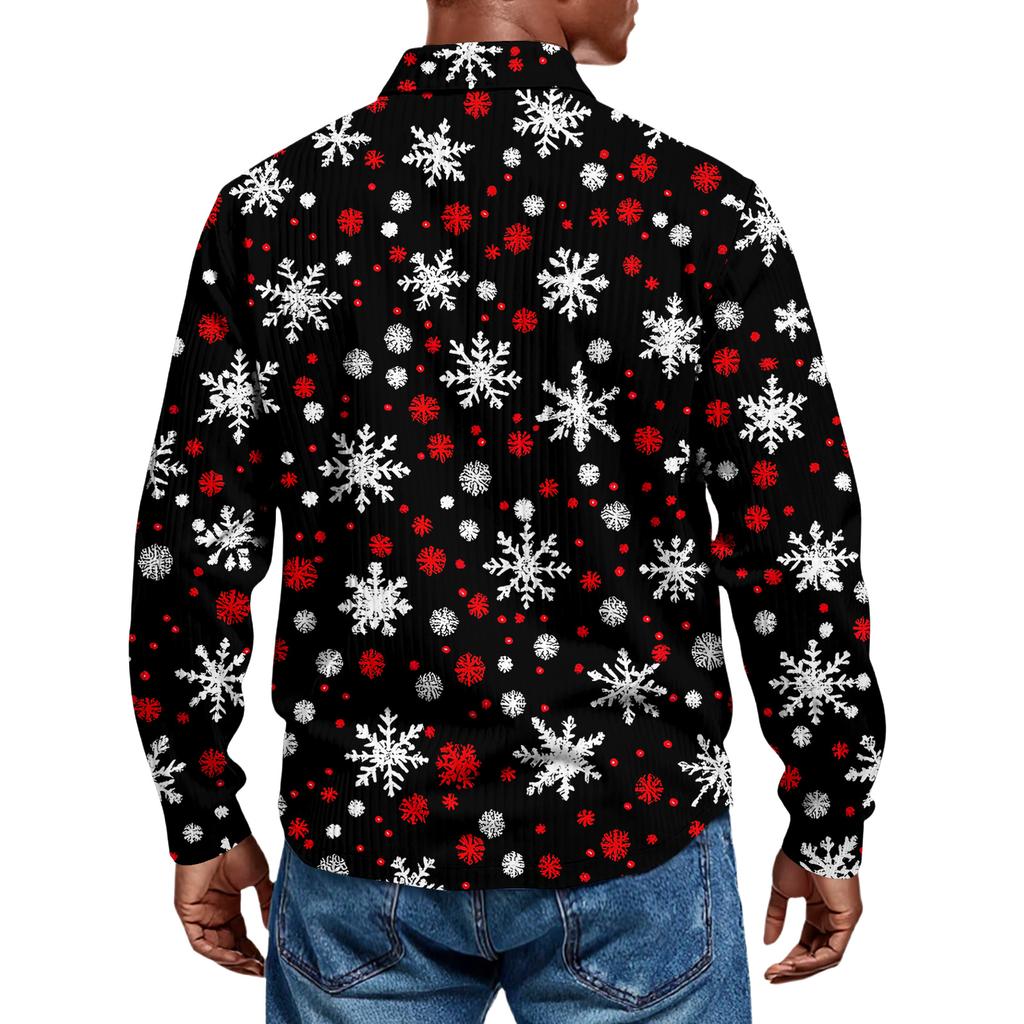 Men's Casual Style Solid Color Loose  Shirt Long-sleeved Top