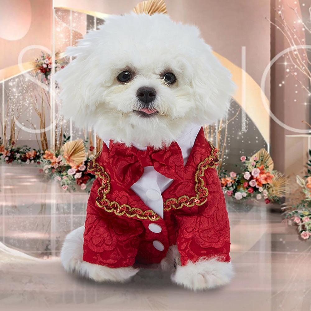 New Pet Dress Wedding Party Autumn Dog Dress Polyester Tie Suit Dress Puppy Dress