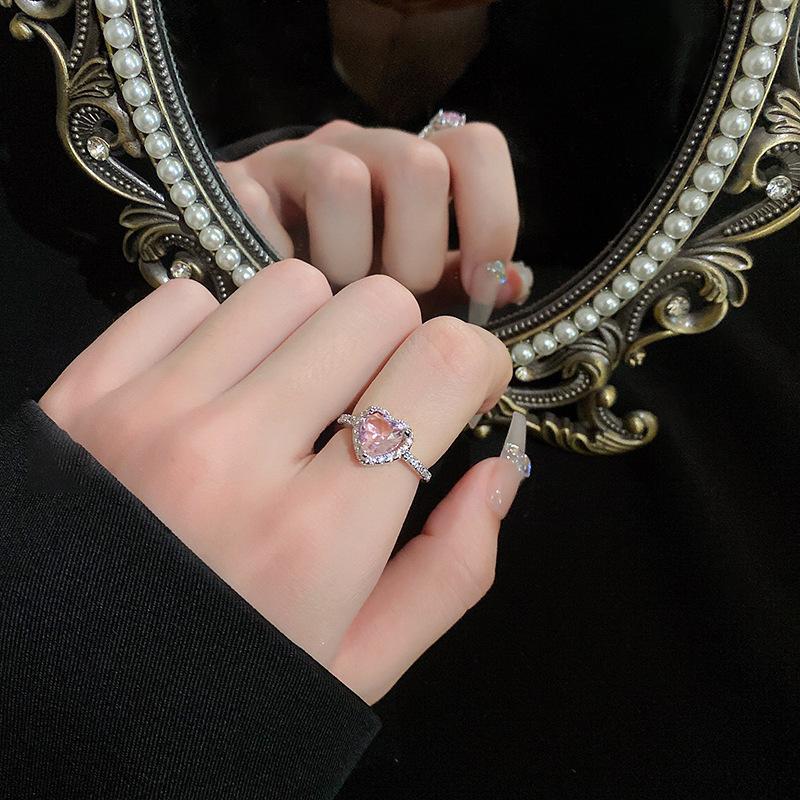 Zircon love open ring light luxury high sense index finger ring personality niche Internet celebrity ring fashion jewelry