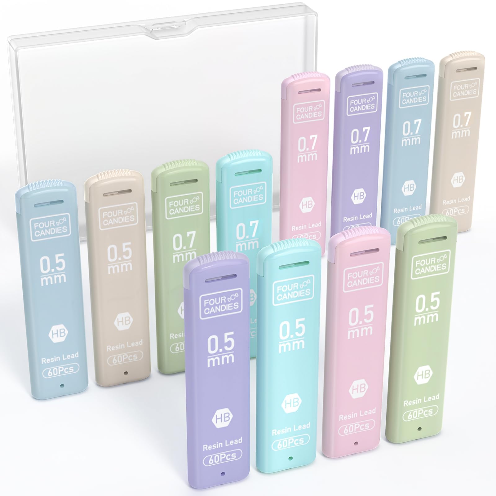 

Механический карандаш Four Candies 12 стержней каждого 720 стержней, 0,5/0,7 мм HB, (6 Размер), чёрный