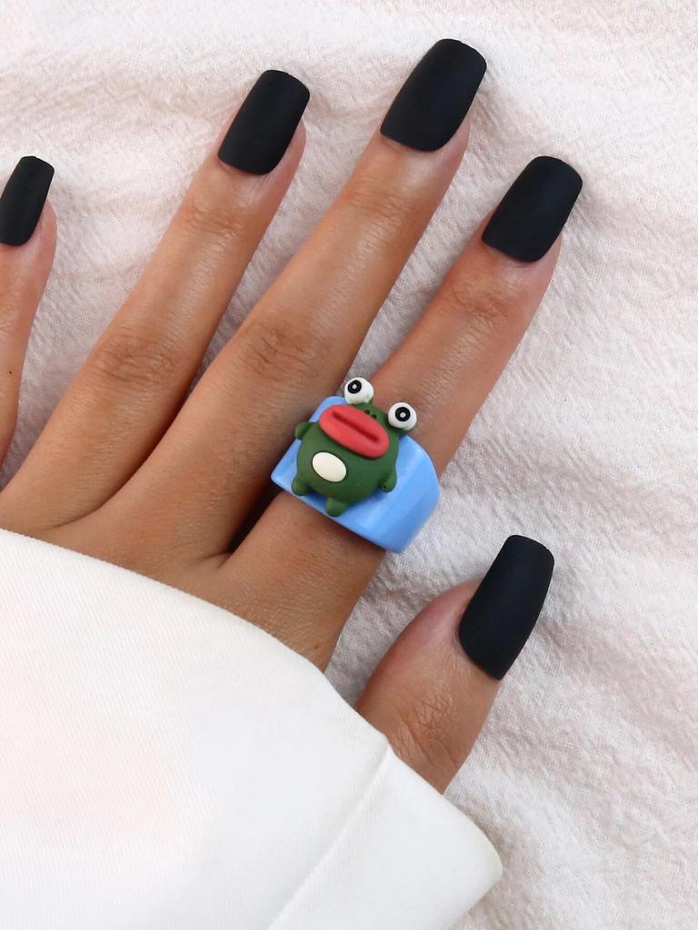 Cartoon Fruit Ring Women Fashion Korean Cute Animal Resin Acrylic Ring Set Christmas Birthday Party Gift Jewelry for Female Girl