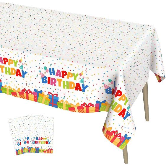 Birthday Tablecloth, 2 Pack Birthday Table Cloths, 54 X 108 Inch Disposable Rectangle Tablecloths Plastic Birthdays Table Cover Party Tablecovers,