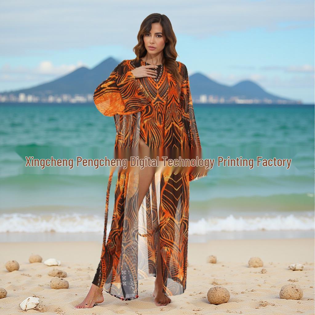 Russian Mesh Sun Protection Long-Sleeve One-Piece Swimsuit Cover-Up for Women