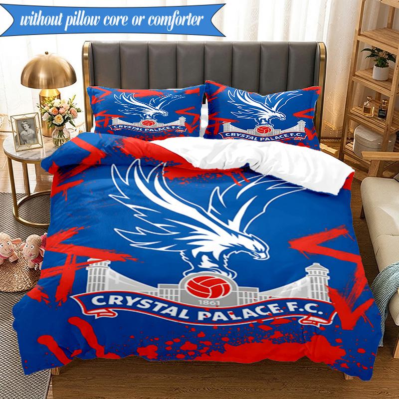 3PCS Crystal Fc Crest Printed Soft Bedding Set,Including 1pc Duvet Cover And 2pcs Pillowcases Perfect for Bedroom, Dormitory, Fan gift
