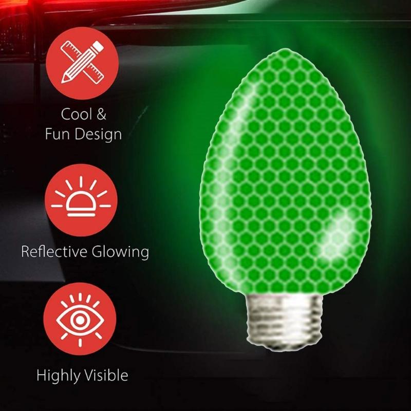 Christmas Reflective Car Magnets Set Snowman Santa Magnets Decoration Bulb Light Magnets Stickers for Home Refrigerator Door