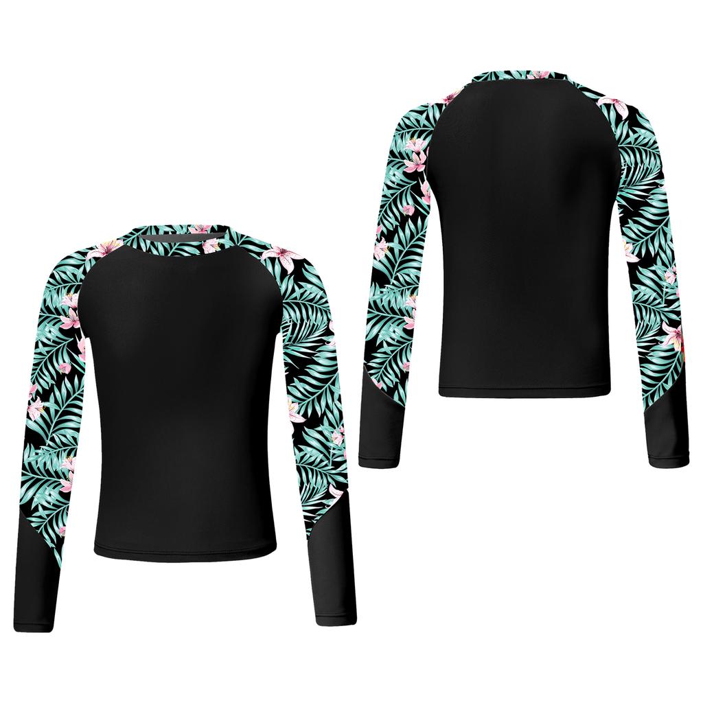 Girls' Swimsuit Long Sleeve UPF50+ Rash Guard Top Swimming Shirt Swimwear