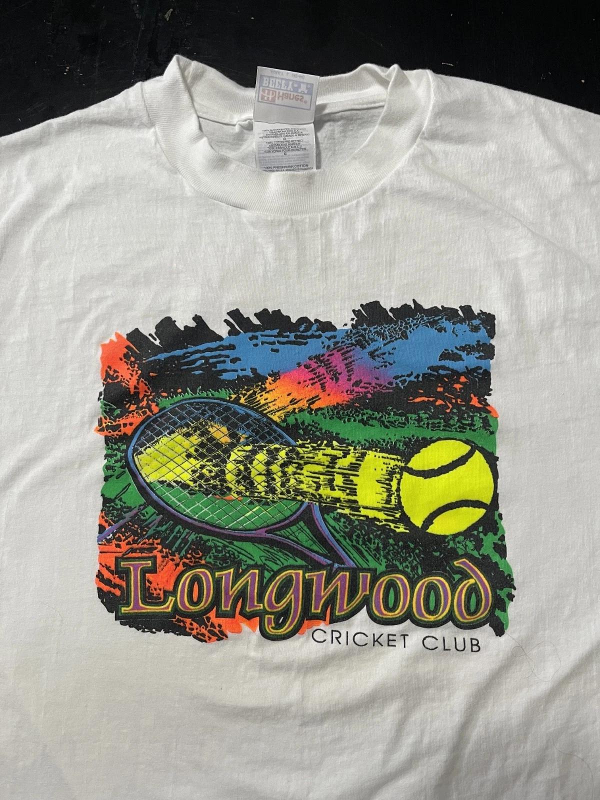 

Vintage Longwood Cricket Club MFS Pro Championships 100% Cotton T-shirt Mens Tees Top, White, Size: Large XL