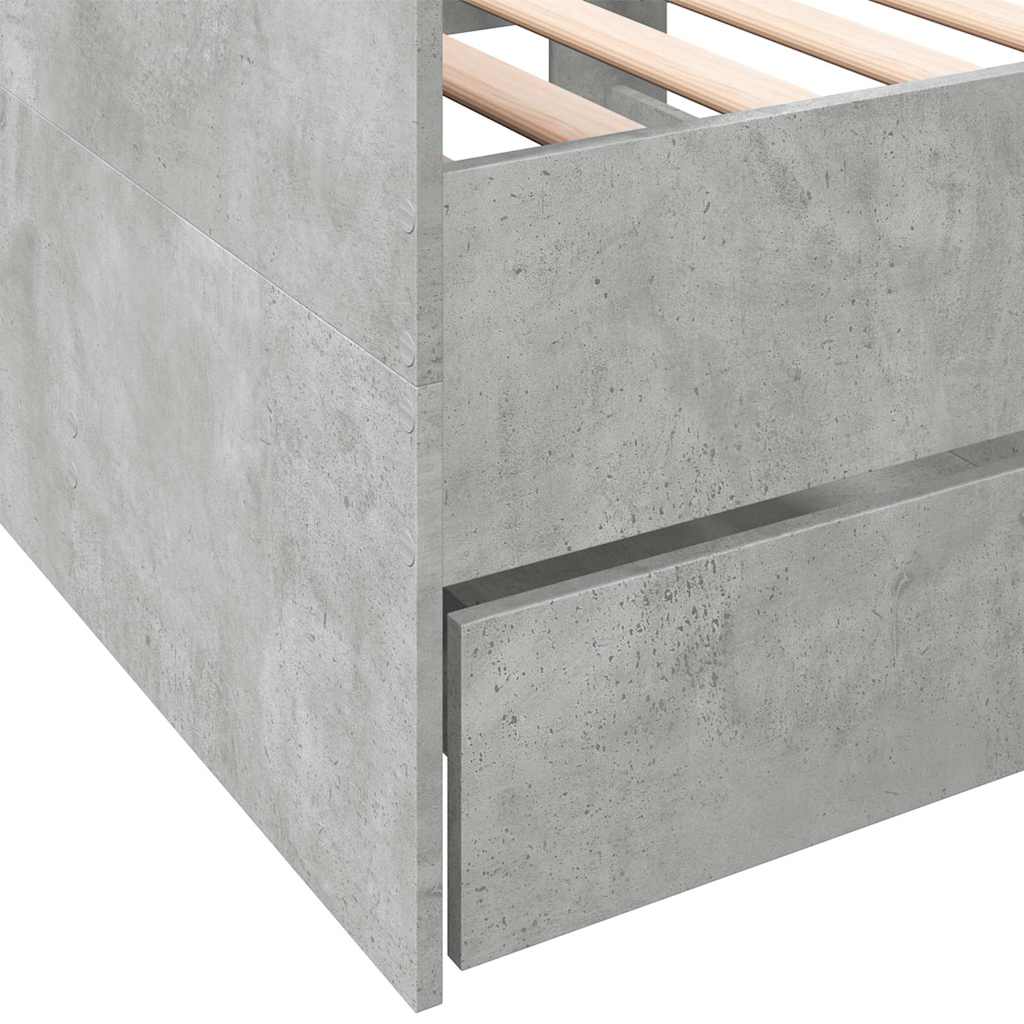 Daybed with Drawers Without Mattress Concrete Gray 90 x 190 cm