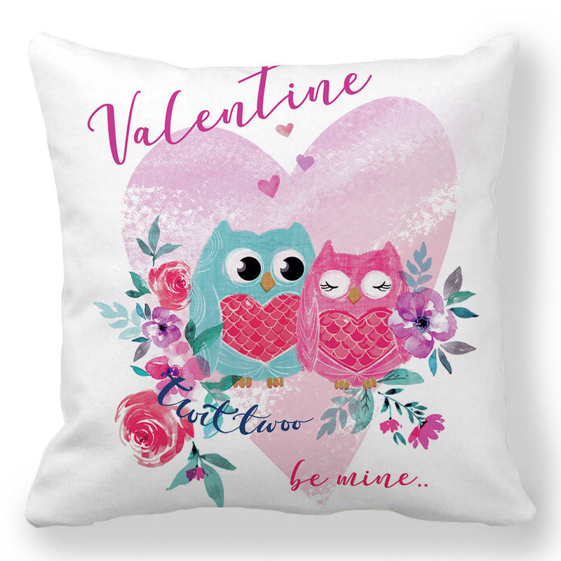 Creative Valentine's Day Happy Letters Digital printing short plush pillow covers for car sofa office cushion cover home goods