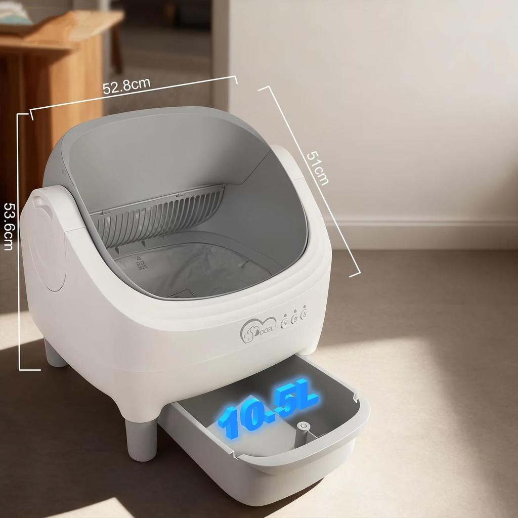 EU Warehouse Smart Automatic Cat Litter Box, Open-Top Self-Cleaning Cat Toilet with App Control and Dual Safety Sensors, Automatic Cat Litter Basin