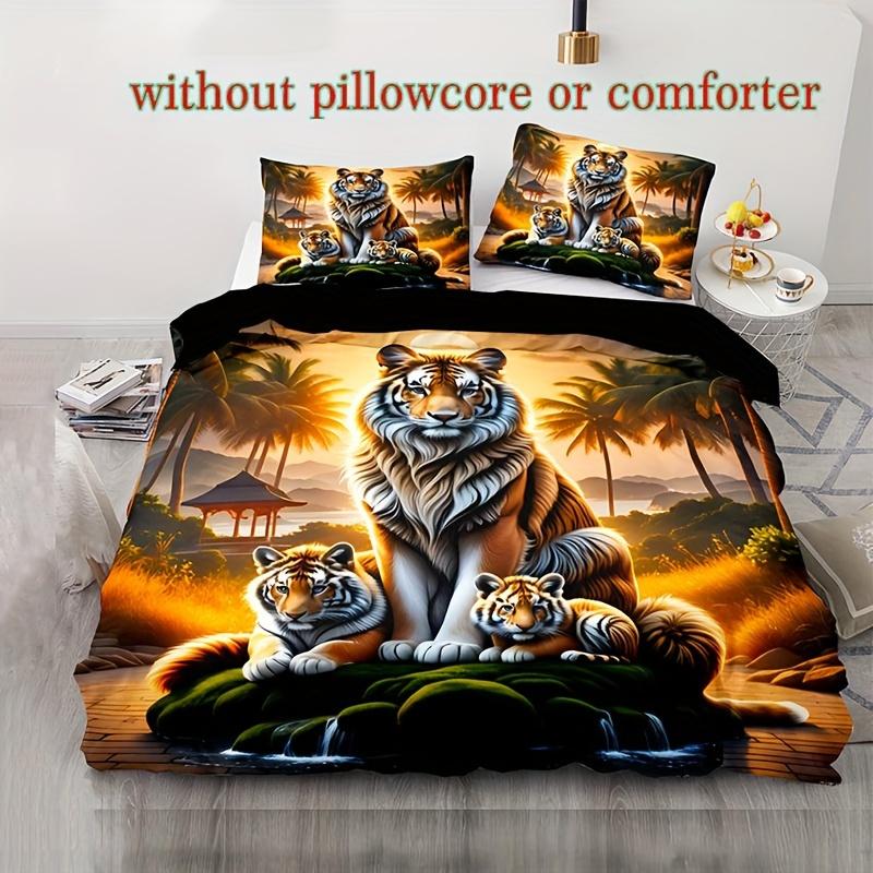 

3D Digital Dreamcatcher Tiger Duvet Cover Set (1 duvet cover + 1/2 pillowcases, no inserts) - Soft, Comfortable, Breathable EU Twin(135x200cm)