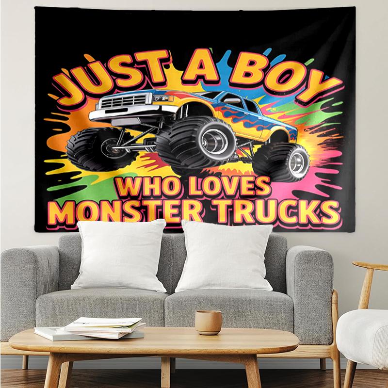 Truck Print Tapestry, Backdrop, Easy Setup, Ideal for Bedroom, Office & Living Room, with Aesthetic Wall Hanging Decor.
